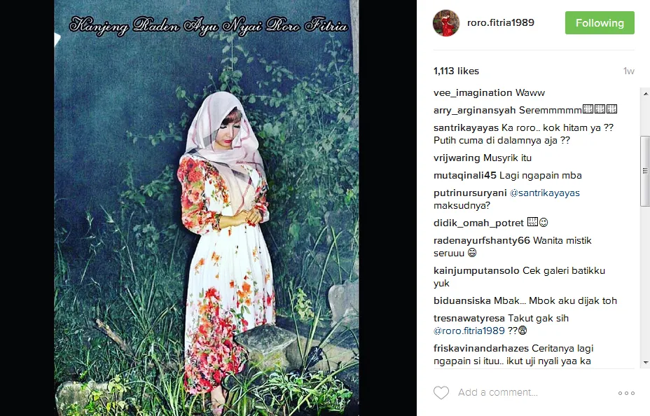 Tubuh Roro keluarkan Aura? © Instagram/roro.fitria.1989