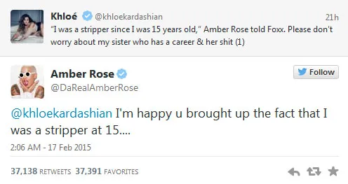 Serangan balik Khloe Kardashian pada Amber Rose © Twitter/Amber Rose