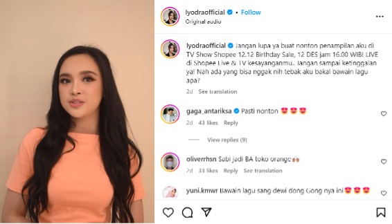 Sumber: instagram.com/lyodraofficial