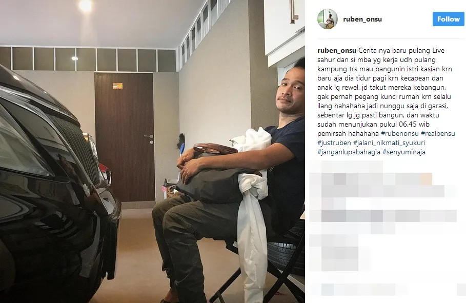 Ruben setia menunggu di garasi rumah ©instagram/ruben_onsu