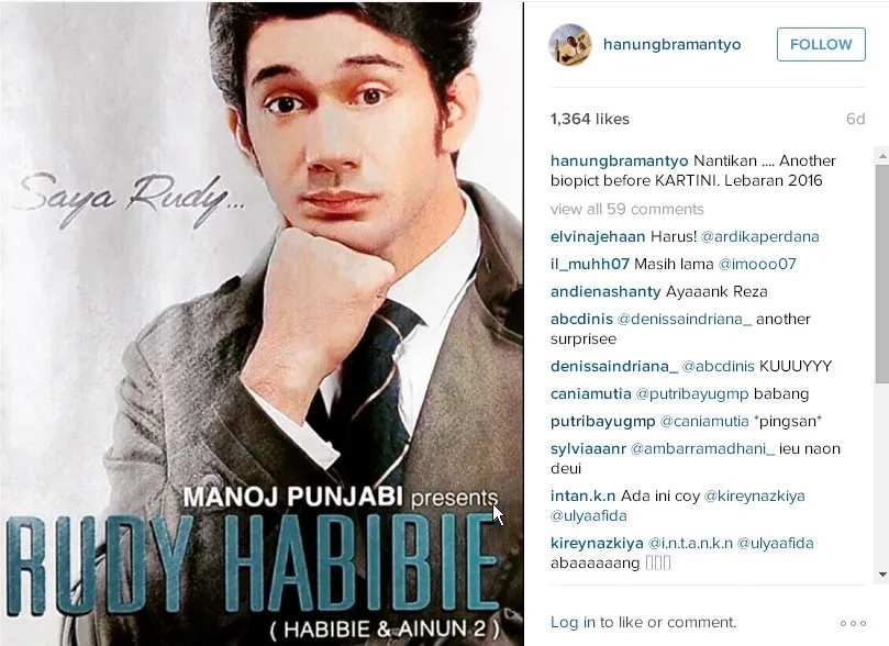 Poster RUDY HABIBIE Yang Diunggah Hanung © Instagram hanungbramantyo