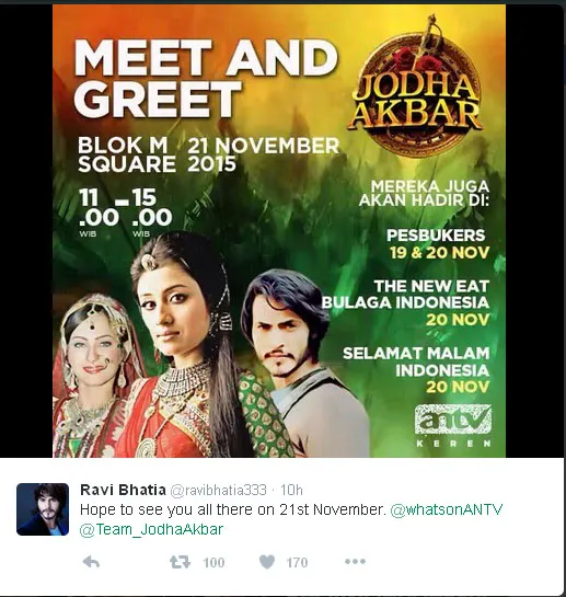 Ravi Bhatia juga bakal memeriahkan meet and greet © Twitter.com/ravibhatia333