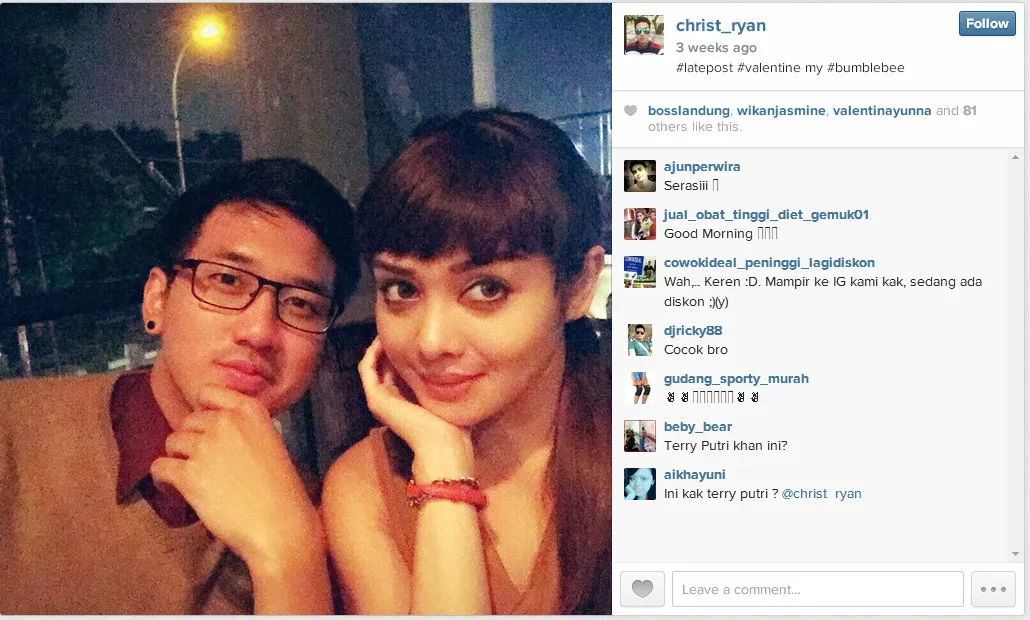 Ryan jalani valentine dengan Terry Putri. ©instagram.com/christ_ryan