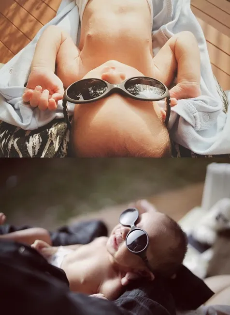Baby Bjorka yang berjemur keren bak sosialita. ©Instagram/sabaidieter/ringgoagus