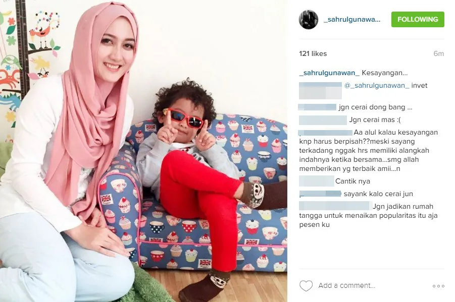 Sahrul menyebut istri dan anaknya sebagai kesayangan © instagram.com/_sahrulgunawan_