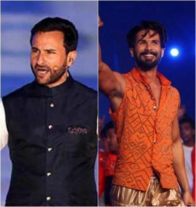 Saif Ali Khan dan Shahid Kapoor yang berada satu panggung dalam acara pembukaan IPL 8 @pinkvilla.com