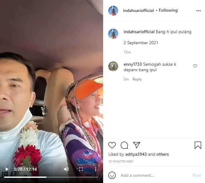 Saipul Jamil dijemput mobil mewah oleh Indah Sari. (credit: instagram.com/indahsariofficial)
