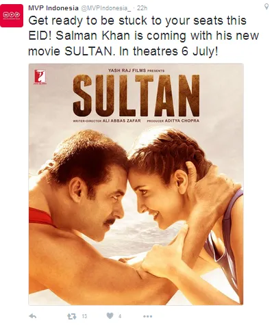 'SULTAN' dipastikan tayang di Indonesia 6 Juli 2016 ©twitter/MVPIndonesia_