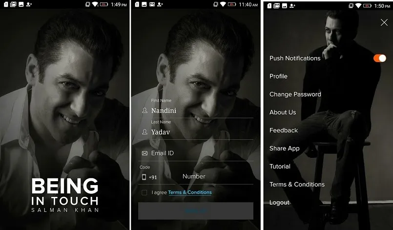 Begini penampilan app #BeingInTouch Salman Khan ©googleplaystore