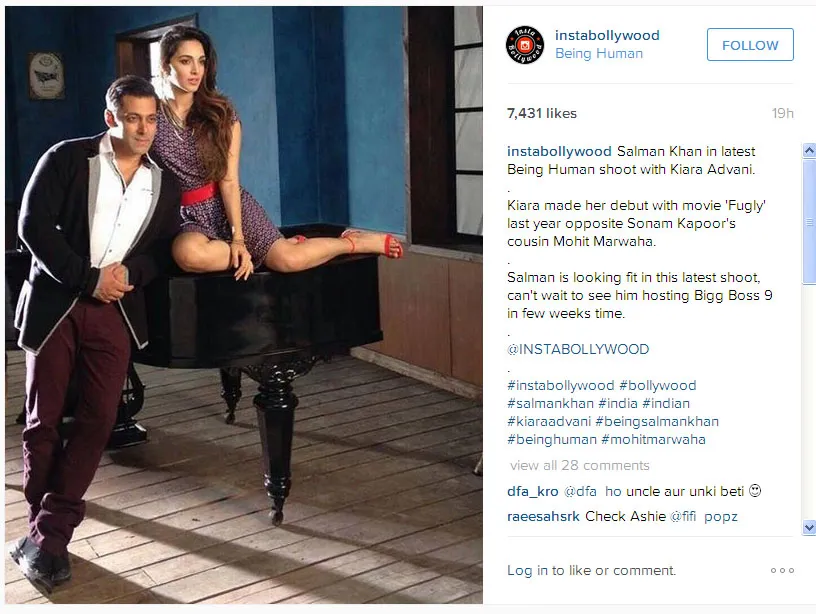 Ini dia pose Salman dan Kiara dalam pemotretan untuk Being Human © Instagram.com/instabollywood
