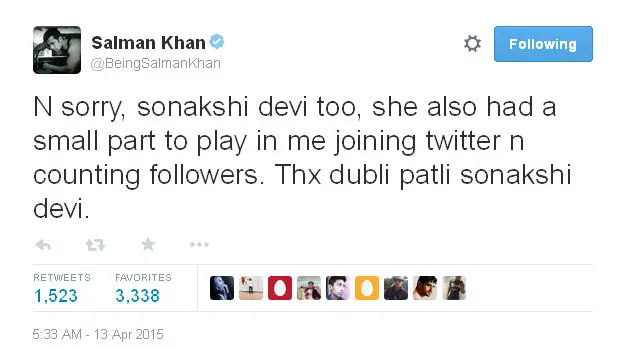 Inilah kicauan terima kasih Salman Khan pada Sonakshi Sinha atas jasanya dulu @twitter.com/BeingSalmanKhan
