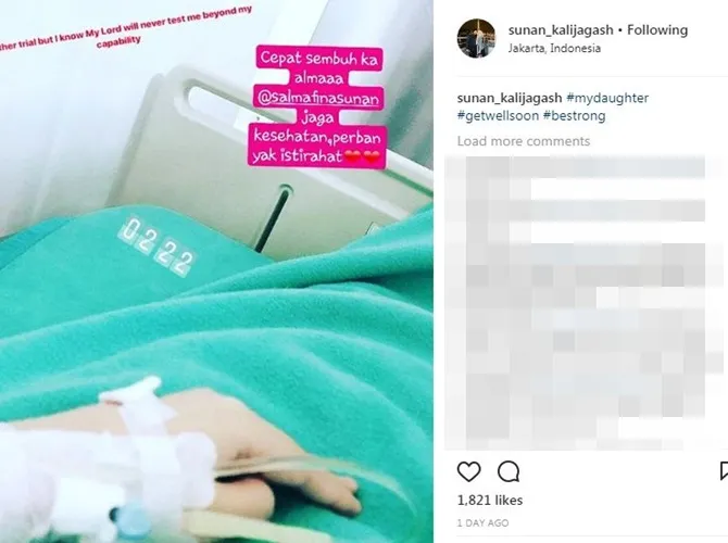Sunan mengunggah foto putrinya yang tengah sakit di Instagram. Credit: Instagram/sunan_kalijagash