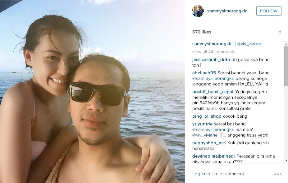 Viviane peluk mesra Sammy, resmi jadian? © instagram.com/sammysimorangkir
