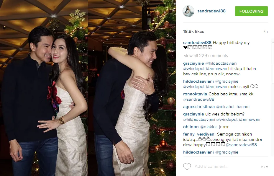 Sandra Dewi peluk mesra pacar? © Instagram/sandradewi88