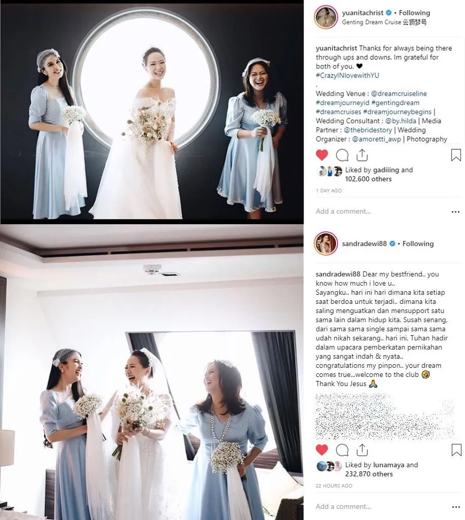 Credit: instagram.com/yuanitachrist/sandradewi88