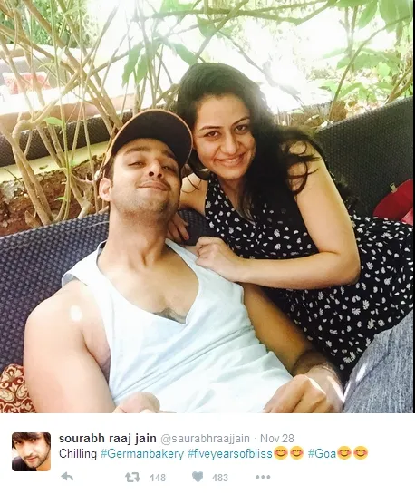 Saurabh Raj Jain rayakan ultah hanya berdua dengan sang istri. ©twitter/saurabhraajjain