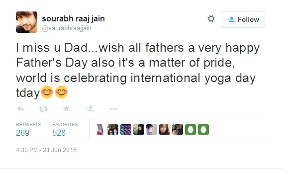 Suarabh kangen ayahnya. @twitter/saurabhraajjain