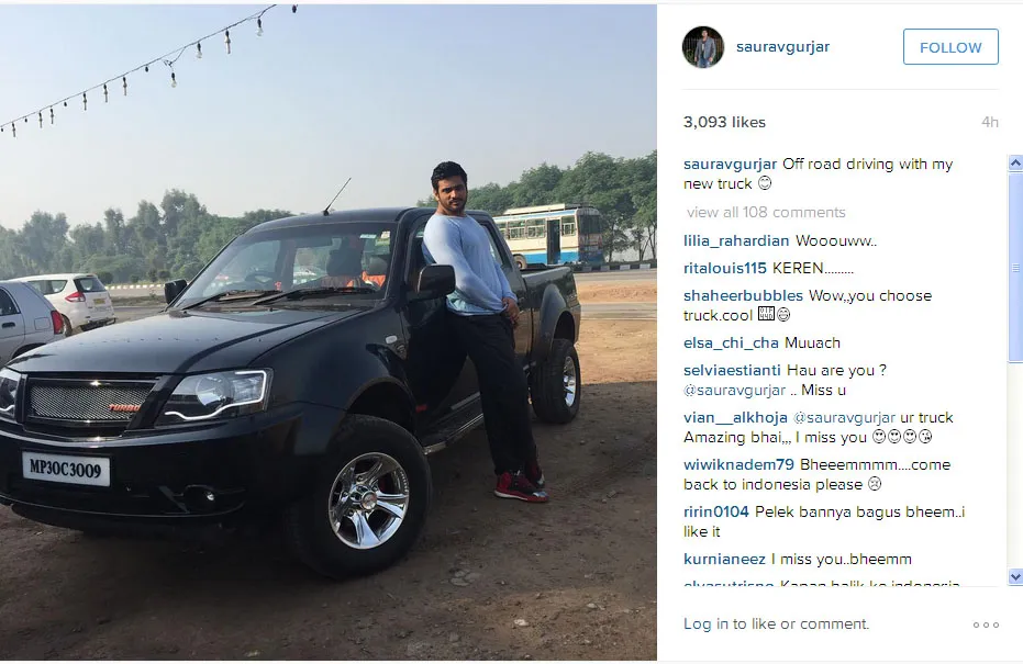 Ini dia mobil baru Saurav Gurjar, gagah dan mewah kan? © Instagram.com/sauravgurjar