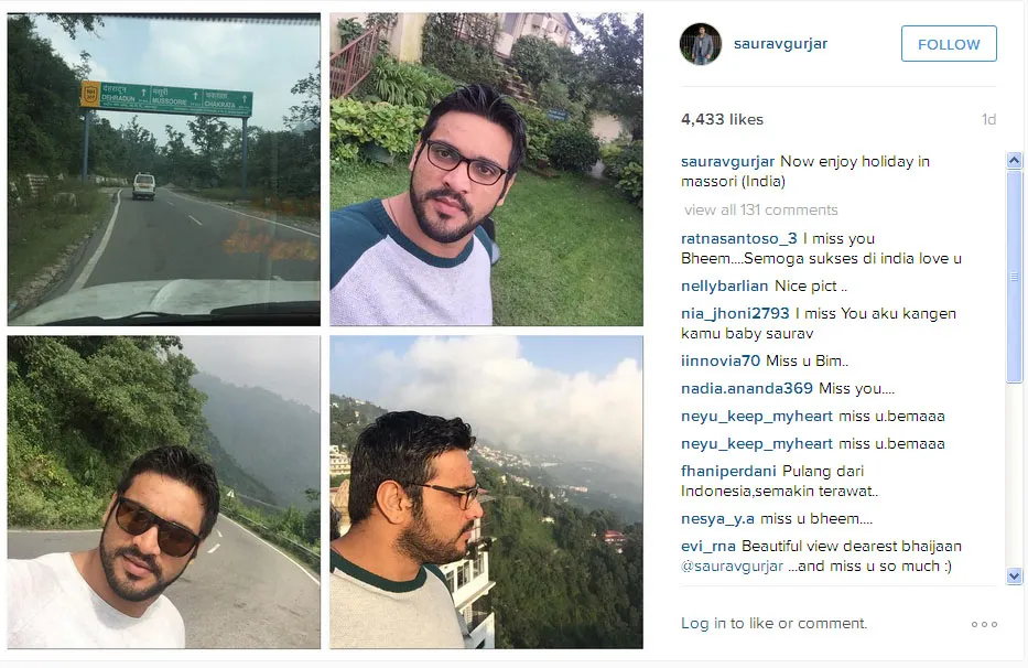 Ini dia foto liburan Saurav Gurjar di Massori © Instagram.com/sauravgurjar