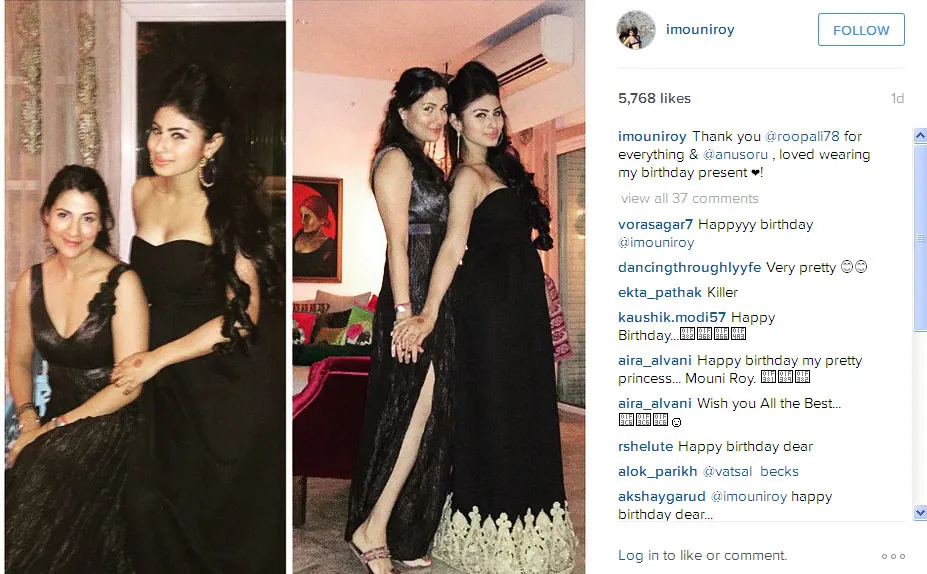 Mouni Roy memilih pesta dengan dresscode hitam © Instagram.com/imouniroy