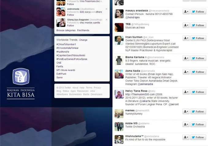 Beberapa seleb mendapat kehormatan difollow Presiden Republik Indonesia.