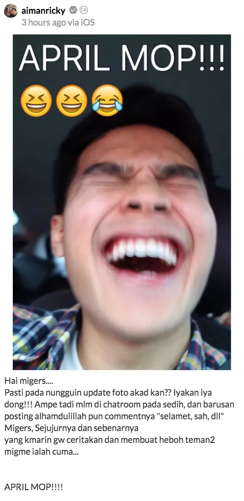 Aiman sukses kerjai fans © Migme