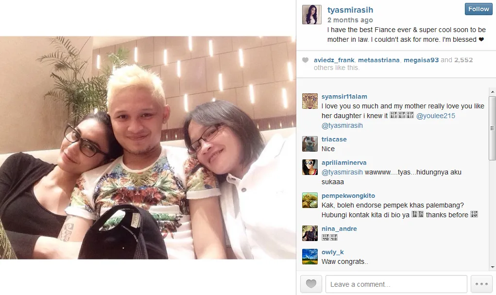 Tyas sudah bertunangan dengan Syamsir Alam? @instagram.com/tyasmirasih