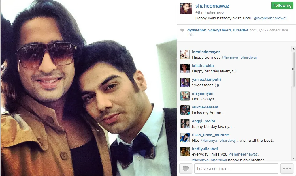 Shaheer ucapkan selamat ulang tahun ke Lavanya lewat medsos. @Instagram.com/shaheernawaz