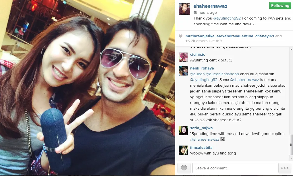 Shaheer dan Ayu. @instagram.com/shaheernawaz