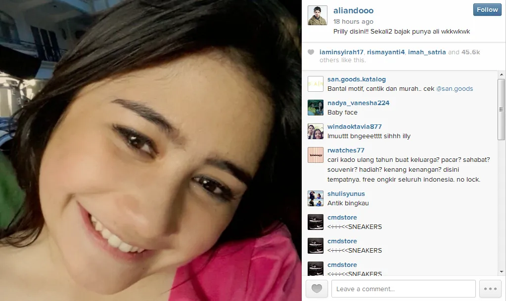 Prilly Latuconsina bajak akun Aliando. @instagram.com/aliandooo