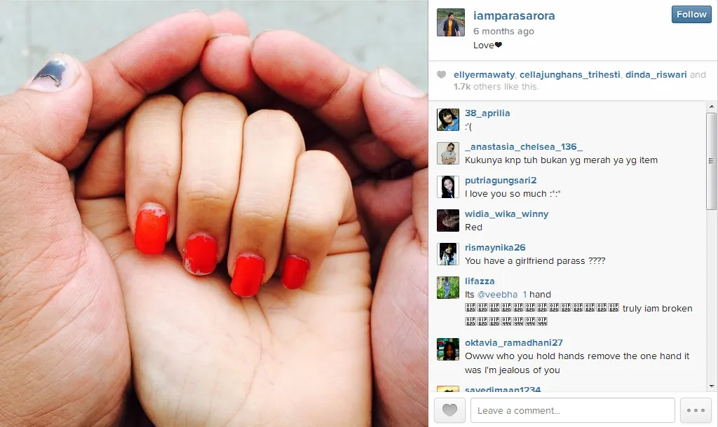 Paras Arora memegang tangan pacar? @instagram.com/iamparasarora