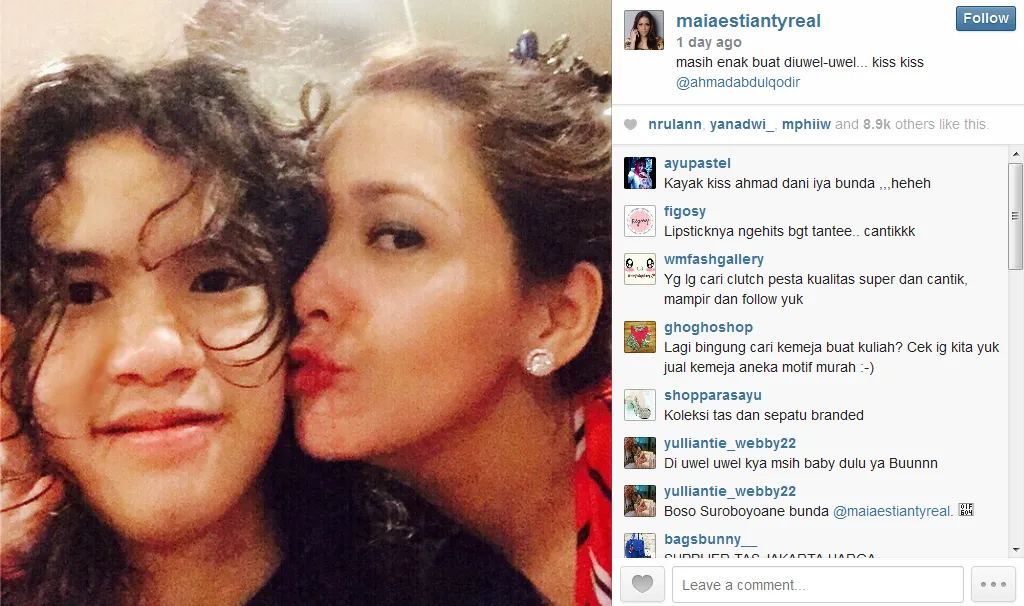 Maia seperti cium Dhani muda, setuju? @instagram.com/maiaestiantyreal