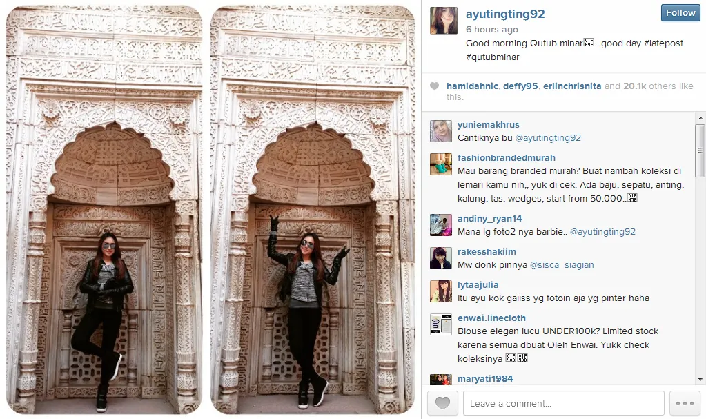 Ayu saat di India. @instagram.com/ayutingting92