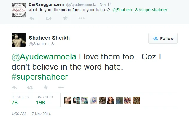 Shaheer Sheikh tidak pernah membenci siapapun. @Twitter.com/shaheer_s