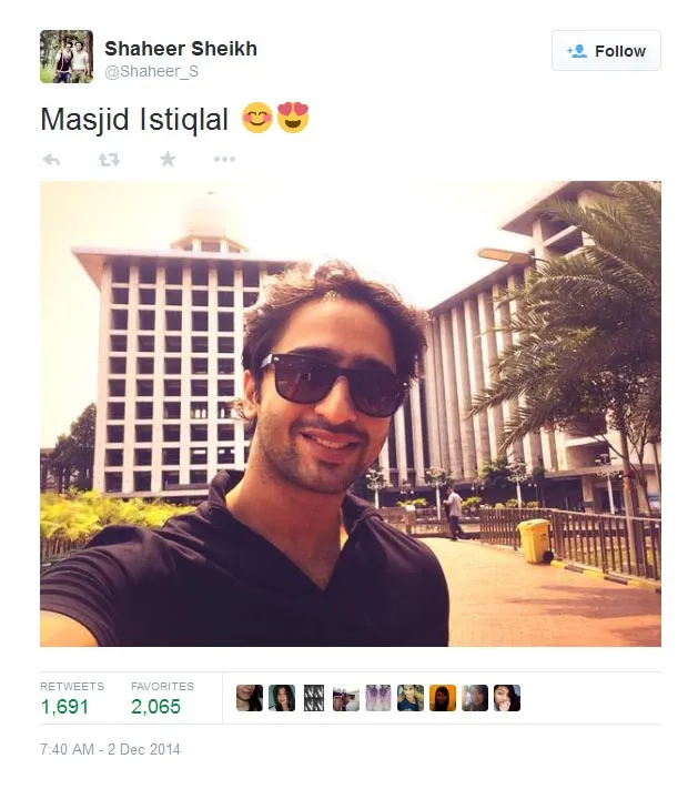 Shaheer Sheikh bahagia bisa datang ke Istiqlal. @twitter.com/shaheer_s