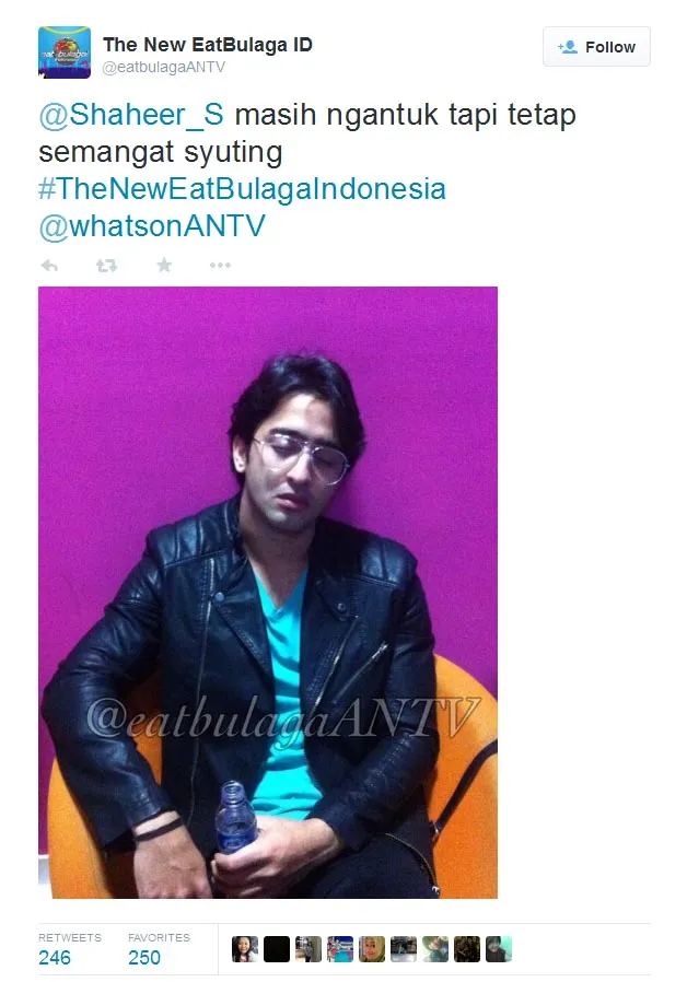 Wajah Shaheer saat ketiduran. @twitter.com/eatbulagaANTV
