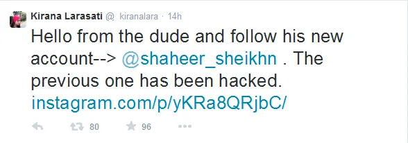Akun baru Shaheer Sheikh, yang ini benar-benar resmi. @twitter.com/_kiranalara