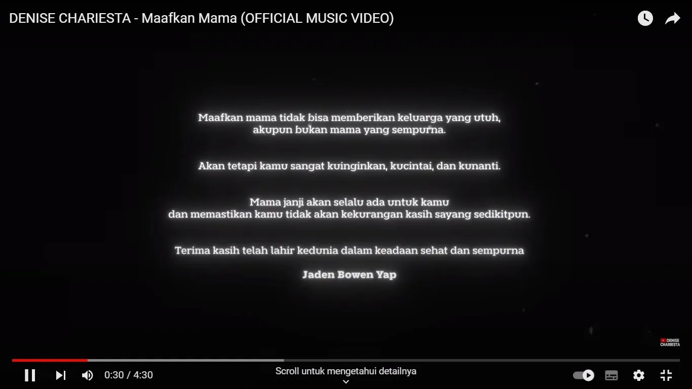 Janji Denise Chariesta untuk sang Buah Hati