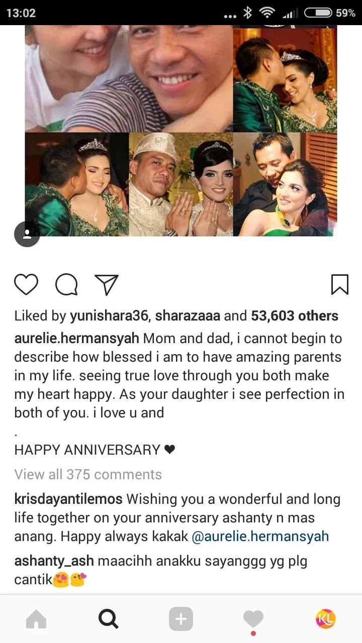 KD ikutan ucapkan selamat untuk sang mantan suami © Instagram/aurelie.hermansyah