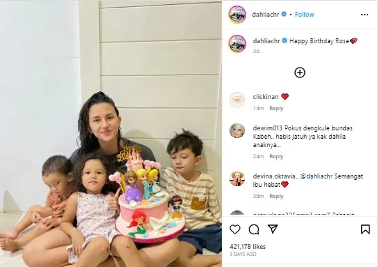Postingan Dahlia untuk ulang tahun putrinya. (Instagram.com/dahliachr)