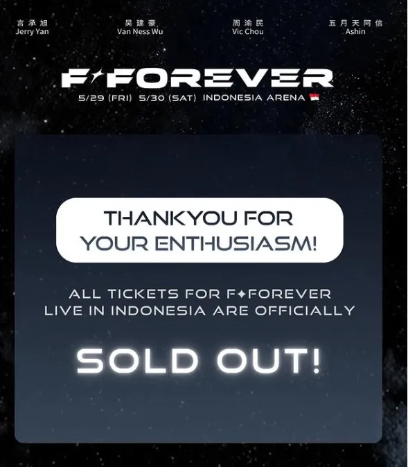 Tiket konser F4 resmi sold out (credit: Color Asia Live)