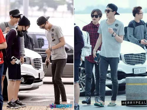 Sehun pakai sandal japit swallow. ©istimewa