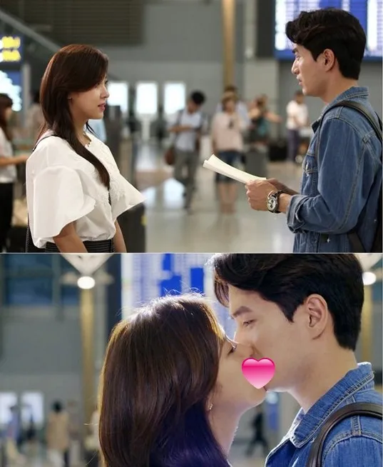 Percobaan adegan ciuman, Lee Jin Wook masih memgang naskah di tengah-tengah bandara. ©SBS