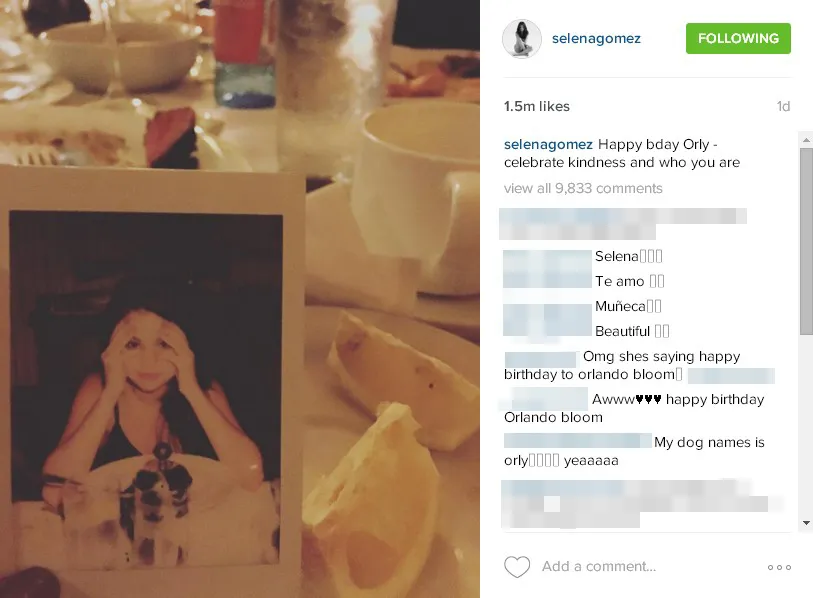 Inilah panggilan sayang Selena untuk Orlando © instagram.com/selenagomez