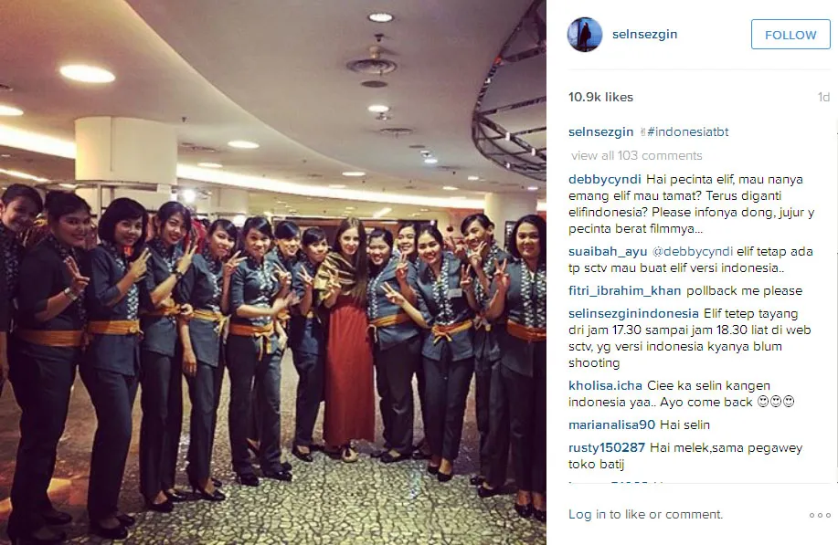 Selin tiba-tiba kangen Indonesia dengan mengunggah foto ini © Instagram.com/selnsezgin