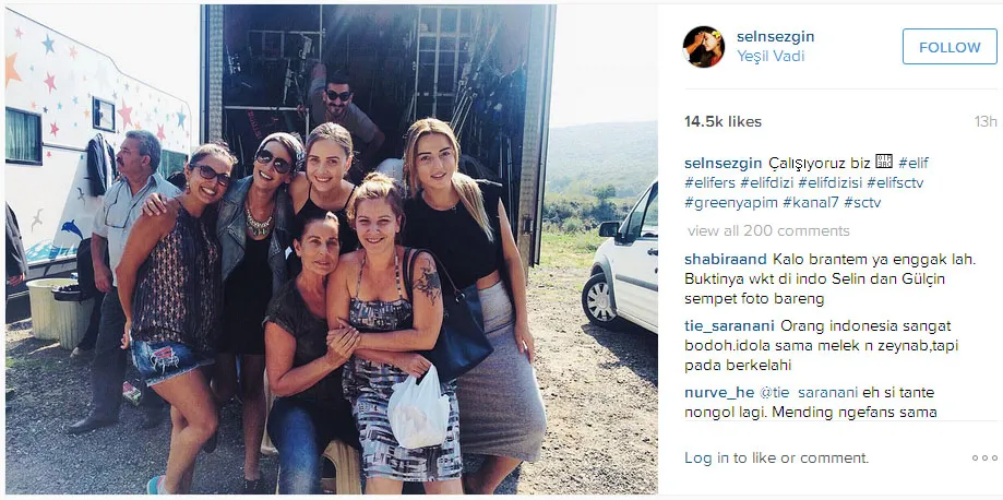 Ini dia keakraban Selin bersama kru 'Elif' season 2 © Instagram.com/selnsezgin