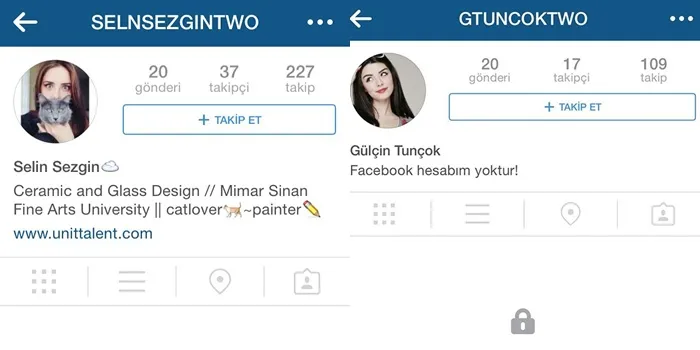 Ini dia akun palsu Selin Sezgin dan Gulcin Tuncok yang rawan tindak kejahatan @instagram.com/selnsezgin/gtuncok