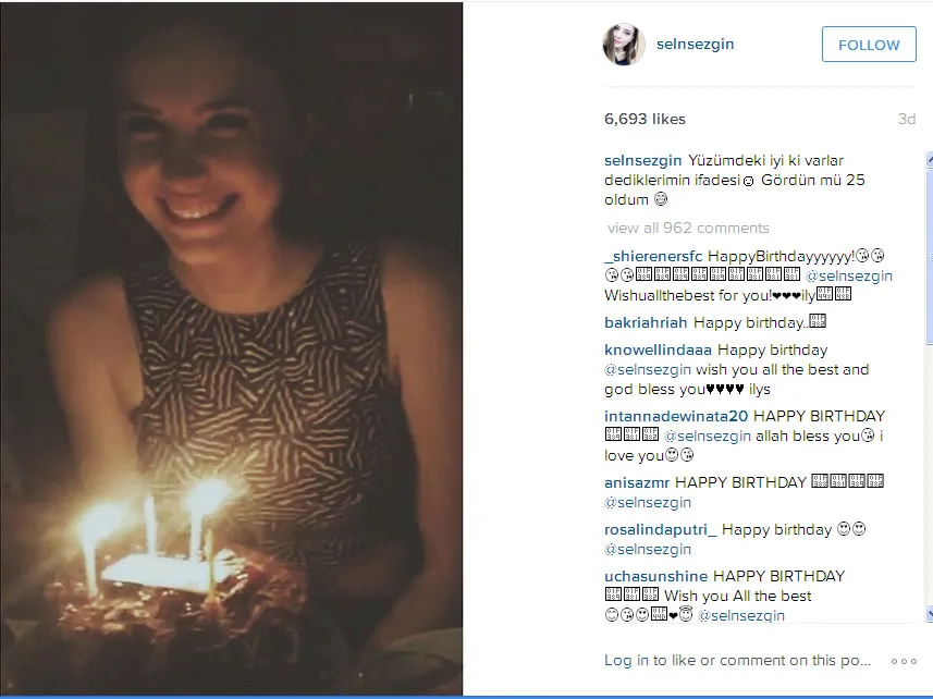 Ini dia momen bahagia ulang tahun ke-25 Selin Sezgin @instagram.com/selnsezgin