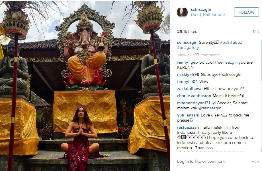 Ini dia pose bertapa Selin Sezgin di Ubud, Bali © Instagram.com/selnsezgin