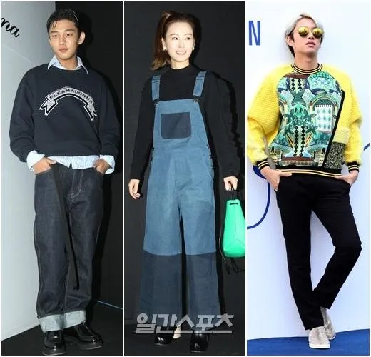 Yoo Ah In, Jung Yumi, dan Heechul dalam Seoul Fashion Week. ©Ilgan Sport